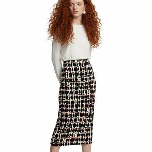 Jules Leopold Geometric Circles Midi Pencil Skirt Size M